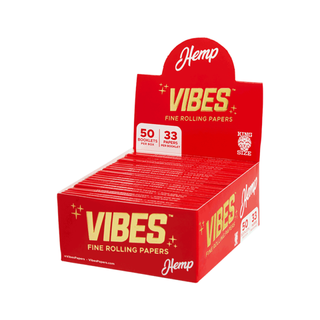 Vibes Rolling Papers- Hemp- King Size Slim Full Box