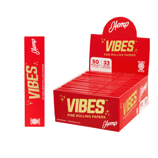 Vibes Rolling Papers- Hemp- King Size Slim Full Box
