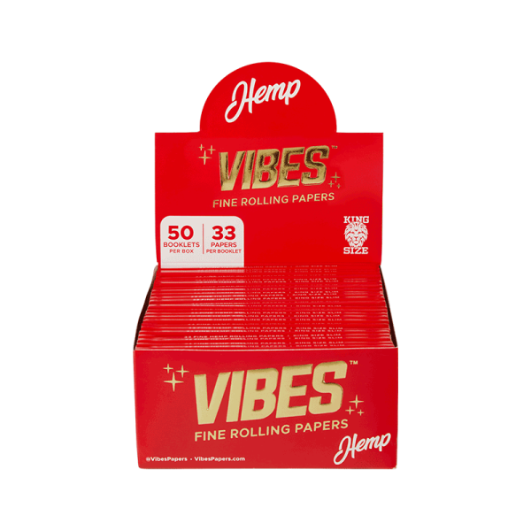 Vibes Rolling Papers- Hemp- King Size Slim Full Box