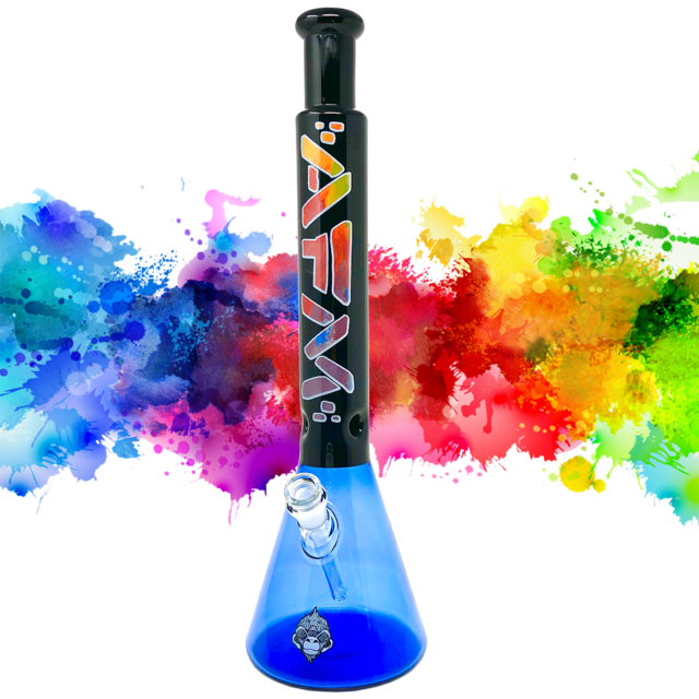 Alien Flower Monkey Mind Expander 46cm (18") Beaker Bong Blue & Black