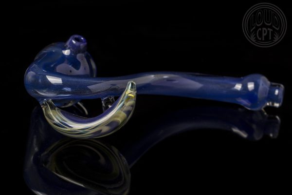 Praxis Glass - Blue Grain Sherlock Pipe with Leaf accent