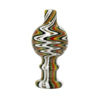 Privileged Lungs Long Necked Bubble Carb Cap in Rasta Colour Combo