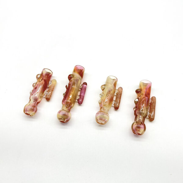 Four Sunset coloured Praxis Glass One Hitters Voyager 2.0 Pipes with Handles