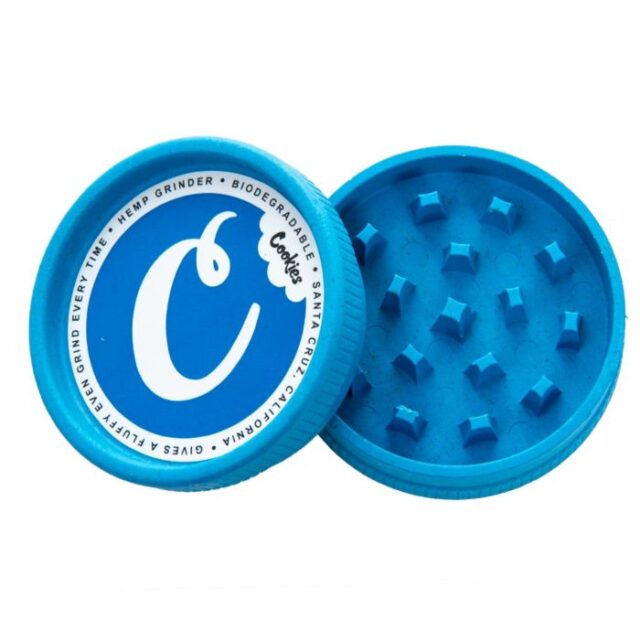Santa Cruz Shredder x Cookies Hemp Grinder 2 Piece Open in Cookies Blue