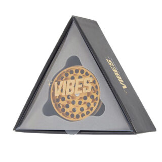 Vibes x Aerospace Gold Grinder in Triangular shaped see-through display box