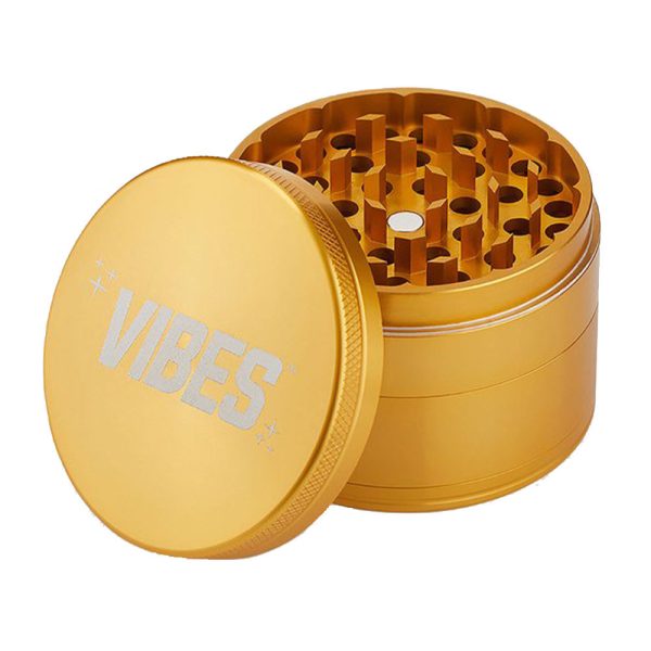 Vibes x Aerospace Gold Grinder top off, showing shredding teeth